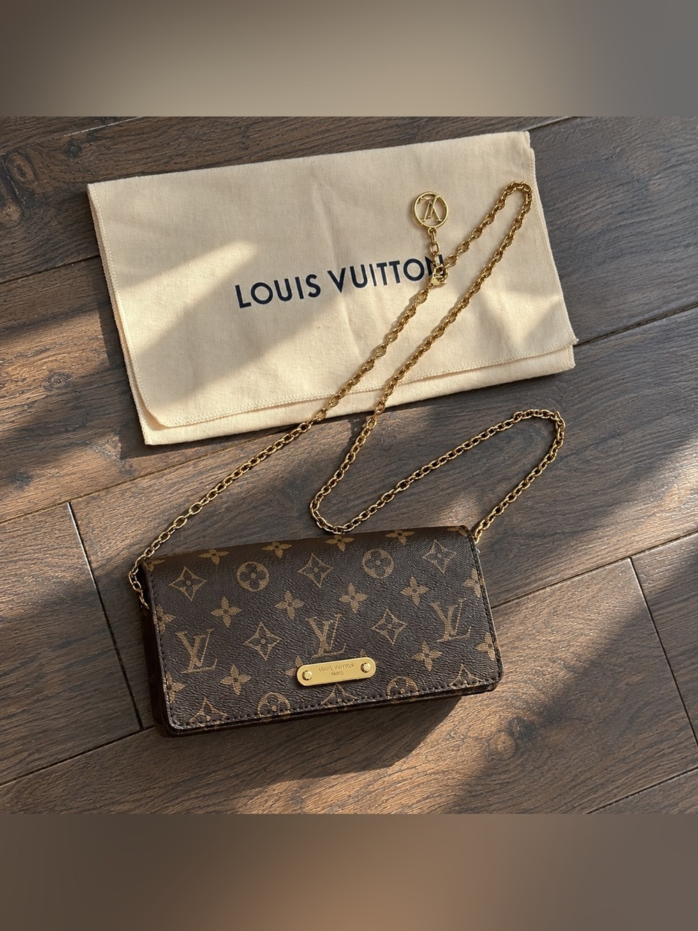 Authentic Louis Vuitton Monogram Wallet On Chain Lily Logo Cross Bag